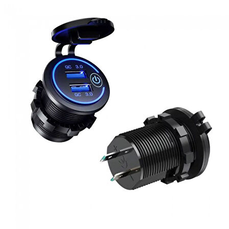 12 V/24 V QC3.0 USB Hızlı araç Şarj Soketi Dokunmatik Anahtarılı