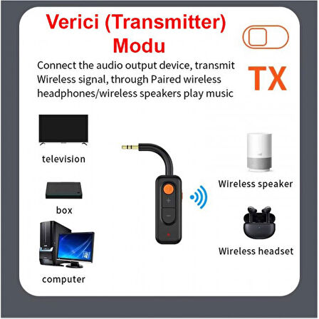 Bluetooth v5.4 alıcı verici mikrofonlu 3.5mm aux bluetooth adaptör