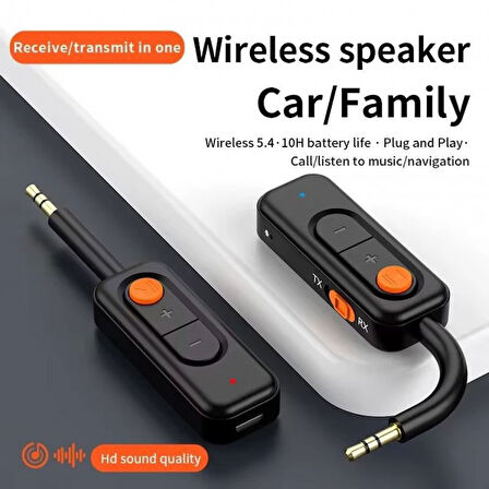 Bluetooth v5.4 alıcı verici mikrofonlu 3.5mm aux bluetooth adaptör