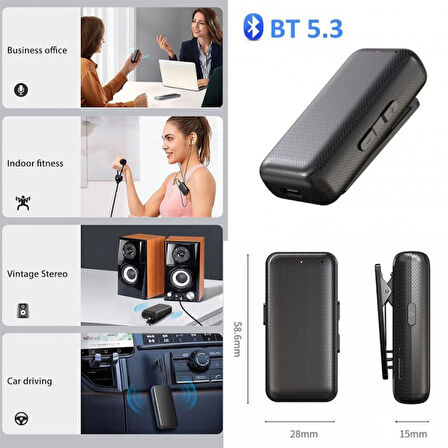Aux Bluetooth V5.3 şarjlı ses alıcı-verici Mikro hafıza kart girişli bluetooth adapör 