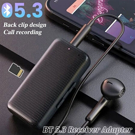 Aux Bluetooth V5.3 şarjlı ses alıcı-verici Mikro hafıza kart girişli bluetooth adapör 