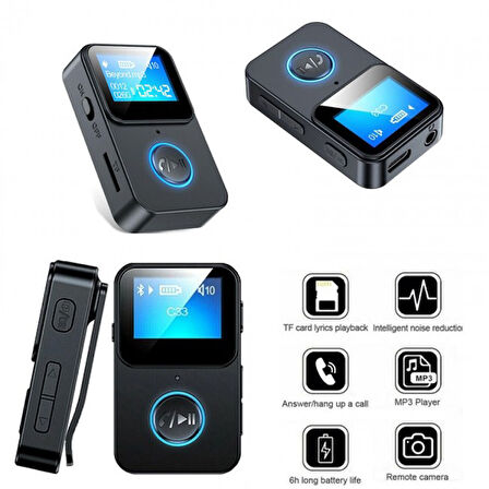 Mikro hafıza kart girişli  Bluetooth 5.0 Ses Alıcısı Verici LED Ekranlı mp3 çalar