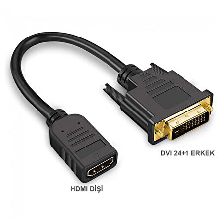 DVI -D 24+1 erkek to Hdmı dişi çevirici video kablo 30 cm