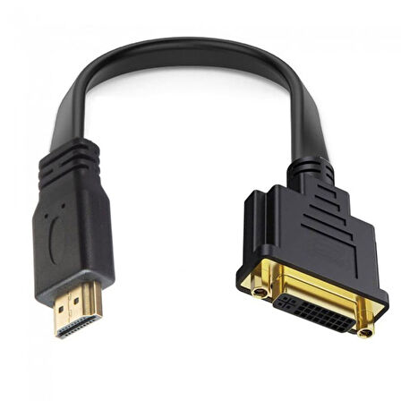 Hdmı erkek to DVI 24+5 dişi slim yassı çevirici kablo 30 cm