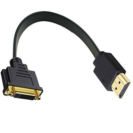 Hdmı erkek to DVI 24+5 dişi slim yassı çevirici kablo 30 cm