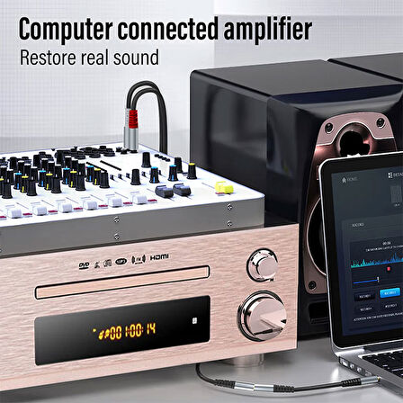 3.5 mm stereo to 2x rca erkek audio ses kablosu Amplifikatör için Kablo