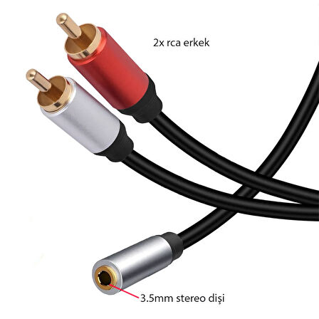 3.5 mm stereo to 2x rca erkek audio ses kablosu Amplifikatör için Kablo