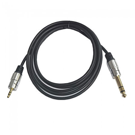 3.5 mm stereo erkek to 6.3mm stereo jak stereo alüminyum gövdeli ses kablo 