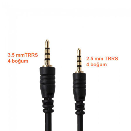 3,5 mm TRRS 4 Boğum stereo to 2.5 mm TRRS 4 Boğum audio ses kablosu 1.8m