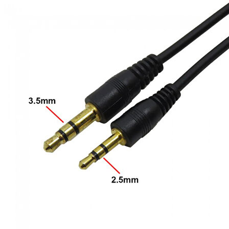 3,5 mm stereo erkek to 2.5 mm stereo erkek audio ses kablosu 1.5m