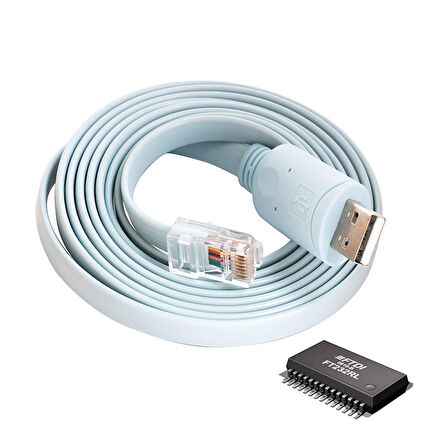 USB 2.0 to RJ45 Cisco konsol kablo FTDI  FT232RL chipsetli Cisco Uyumlu Kablo 