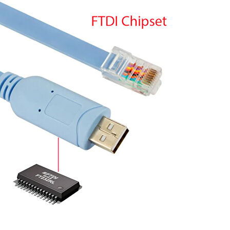 USB 2.0 to RJ45 Cisco konsol kablo FTDI  FT232RL chipsetli Cisco Uyumlu Kablo 