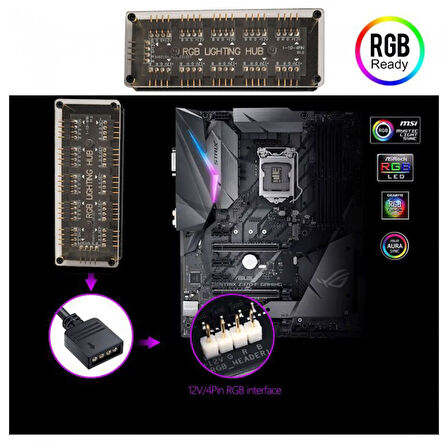 RGB 10 Port Hub 12V 4-pin Fanlar ve Soğutucu için AURA SYNC RGB Adaptörü