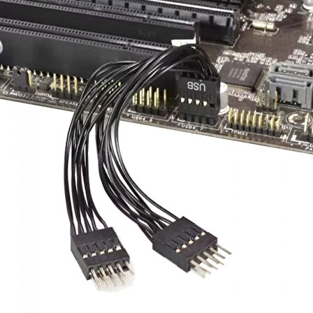 anakart için USB 2.0 uzatma kablosu 9 pinli 1 dişi 2 erkek Y kablo