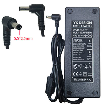12V 10A Standart uç adaptör 5.5*2.5mm 12 volt 10 amper AC-DC Adaptör