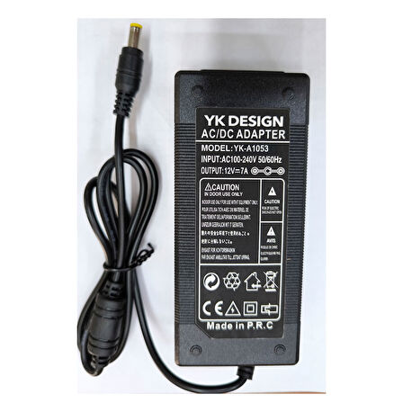12V 7A  5.5*2.5mm Standart uç adaptör 12 volt 7 amper AC-DC Adaptör