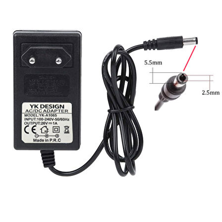 26v 1A şarjlı Süpürge adaptörü AC-DC 26 volt 1 amper şarjlı süpürge adaptörü