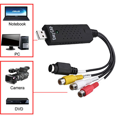 Usb 2.0 capture kart  audio video dönüştürücü eski video kasetlerini pc ye aktarma
