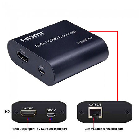 60m Hdmı extender HDMI alıcı verici cat6 genişletici 1080p hdmı extender