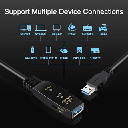 Usb 3.0 extension güçlendirilmiş uzatma kablosu 15m USB 3.0 uzatma kablosu