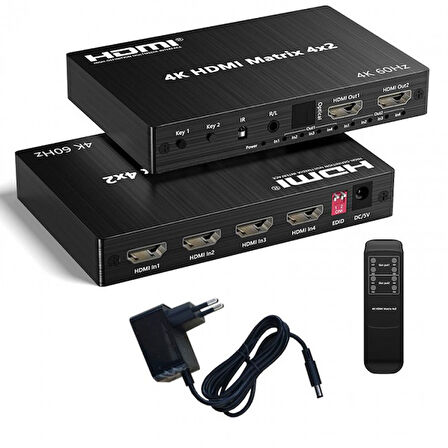 HDMI Matrix 4K 60Hz 4x2  4 giriş 2 çıkış Uzaktan Kumandalı hdmı matrix
