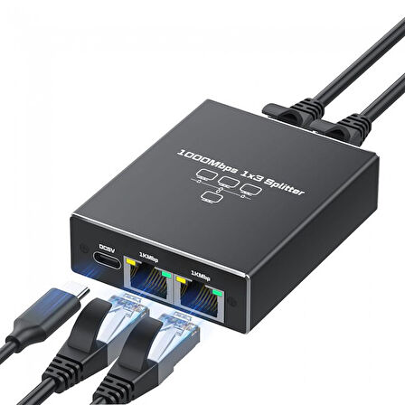 Ethernet çoklayıcı Splitter 1 giriş 3 Çıkış RJ45 Gigabit 1000 Mbps