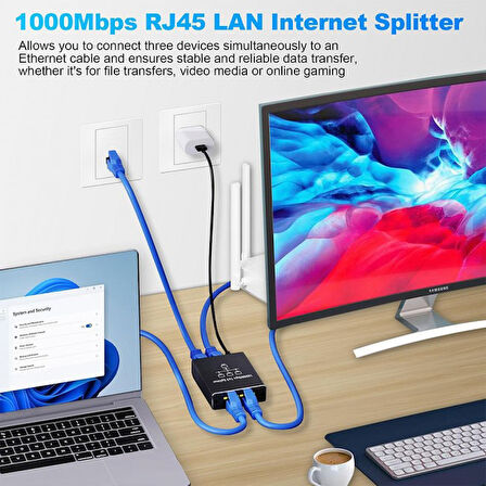 Ethernet çoklayıcı Splitter 1 giriş 3 Çıkış RJ45 Gigabit 1000 Mbps