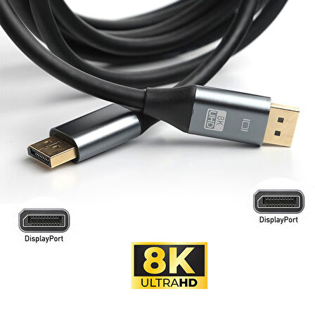 Display port 8k UHD V1.4 display erkek erkek ses ve görüntü kablosu 5m