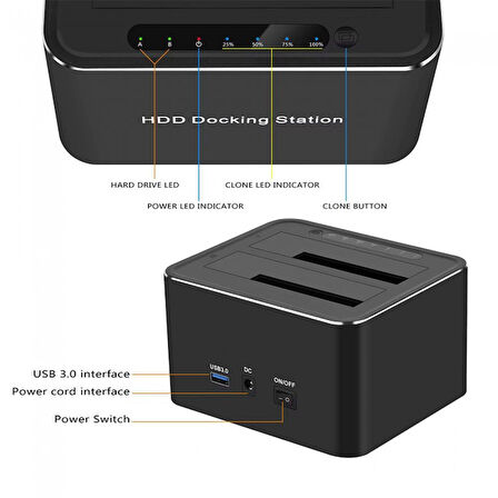Usb 3.0 hdd docking station 2.5 inç,3.5 inç sata hdd klonlama standı HDD dock