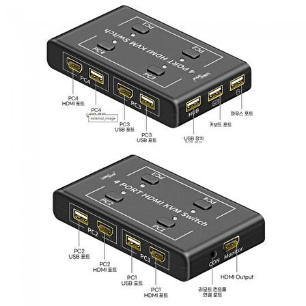 Hdmı kvm switch 4 port anahtarlı  hdmı kvm switch 4 giriş 1 çıkış