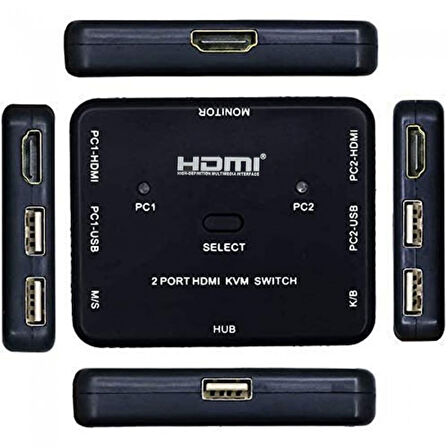 2 port Hdmı kvm switch anahtarlı  hdmı kvm switch 2 giriş 1 çıkış