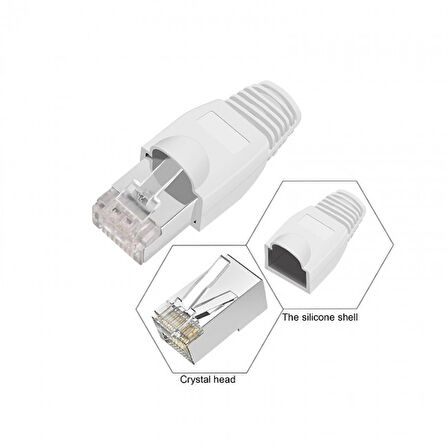 CAT5,CAT6 için Rj45 cover koruyucu kılıf  plastik pcv kılıf 100 ad.