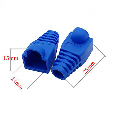 Rj45 Konnektör için koruyucu pvc plastik kılıf rj45 mavi cover 100 adet