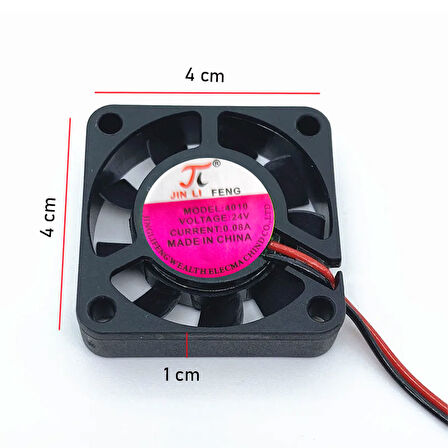 4cm 24v 2 pinli fan 4cm x 4cm x 1cm 2 pimli DC 24volt fan
