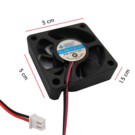 5cm 24v 2 pinli fan 5cm x 5cm x 1.5cm 2 pimli DC 24volt fan