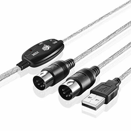 USB to midi Kablo dönüştürücü PC Müzik Klavye Adaptörü MIDI Kablosu