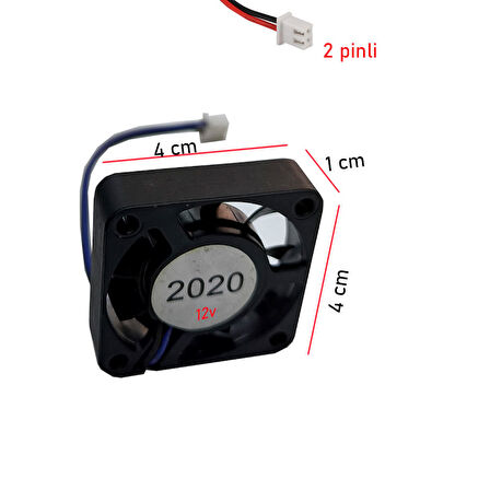 4cm 12v 2 pinli fan 4cmx4cmx1cm 2 pimli 12volt fan