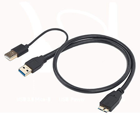 Usb 3.0 to mikro B harici hdd Y kablo harici harddisk kablosu 60cm