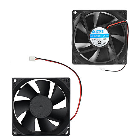 8cm 24v 2 pinli kasa fanı 8cm x 8cm x 2.5cm 2 pimli DC 24volt fan