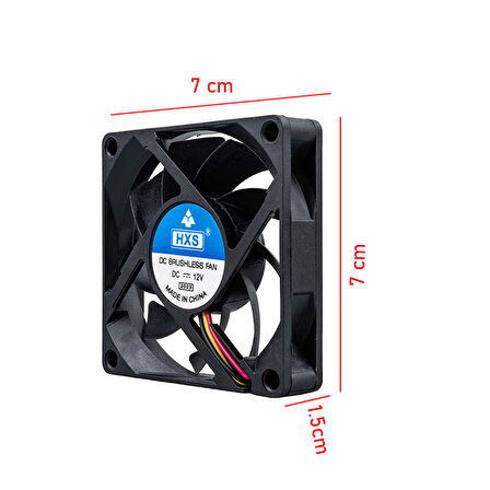 7cm 12v 3 pinli kasa fanı 7cm x 7cm x 1.5cm 2 pimli DC 12volt fan