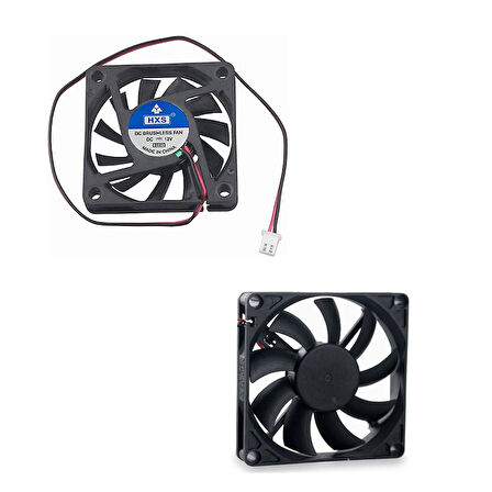 8cm 12v 2 pinli fan 8cm x 8cm x 1.5cm 2 pinli DC 12volt fan