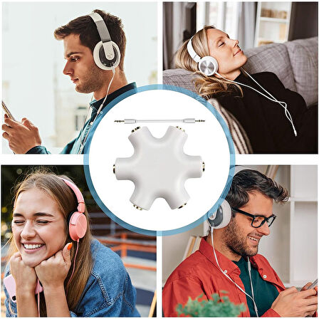 5 Port kulaklık çoklayıcı 3.5mm stereo 5in1 stereo çoklayıcı splitter