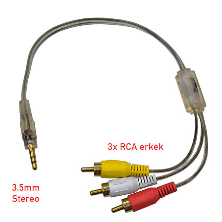 3.5mm stereo erkek to 3x rca erkek kablo 30cm