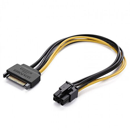 sata power to 6 pin power kablo 15pin sata to 6pin GPU için power kablo 20cm