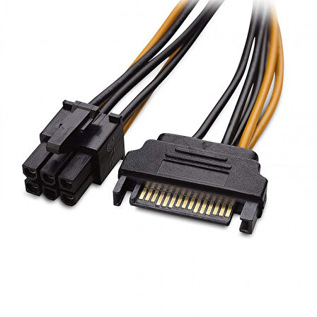 sata power to 6 pin power kablo 15pin sata to 6pin GPU için power kablo 20cm