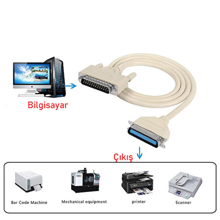 Lpt 25 pin paralel port to 36 Pin Dotmatrix yazıcı kablosu 1.3m