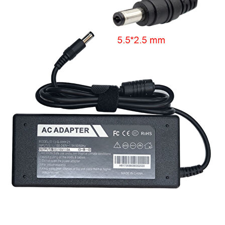 AC-DC 15v 5A  adaptör 5.5mm*2.5mm standart uçlu adaptör