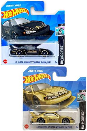 Hot Wheels 2 Araç Set LB Super Silhouette Nissan Silvia Siyah & Sarı (S15) (1:64)