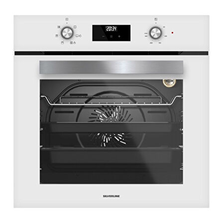 Silverline Beyaz 65 cm Ocaklı Dijital Fırınlı Ankastre Set (3457 Soho - CS5700E7W01 - BO6502W02 )