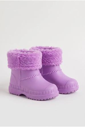 Çocuk Unisex İçi Kürklü Yağmur Çizmesi Mor